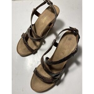 AEROSOLES Strappy Slingback Wedge Sandals Brown Summer Plush Size 7M